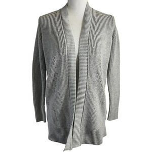 Banana Republic Gray Silver Metallic Cardigan Sweater Small Long Sleeves Pull On